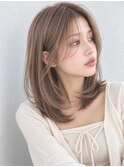 船橋駅ミルクティーブラウン韓国風内巻きミディアムレイヤー