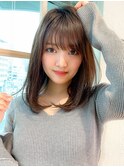 ◎大人かわいい/前髪/ココアブラウン/フリンジウェーブ/艶カラー