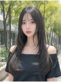 神戸三宮　韓国レイヤーカット　顔まわりカット　グレージュ
