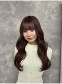 レイヤーカット/髪質改善/韓国ヘア/くびれ巻き/ワインレッド