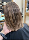 切りっぱなしボブ/美髪/ピンクブラウン[池袋/髪質改善]