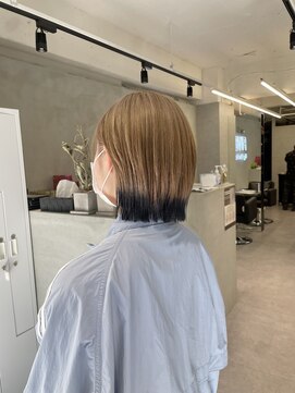 ファイブバイジエクト 堀江(FIVE by The Ect) 裾カラー エンドカラー ハイトーンボブ 切りっぱなしボブ