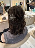 波巻きゆるふわ編み込みハーフアップお呼ばれヘア