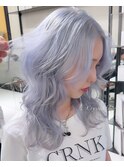 11163ネイビーブルーブルーシルバーストレート姫カットレイヤー