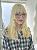◎簡単スタイル ワイドバング フェイスレイヤー 小顔 ブリーチ