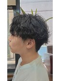 長さギリギリ波パーマ