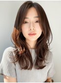 韓国風エギョモリ★くびれ外ハネミディ大人可愛い小顔20代30代