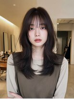 ケシキ 表参道 原宿(kesiki.)&nbsp;ミディアムレイヤー顔周りカットハッシュカットワンホンレイヤー