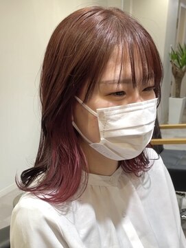 ツキ 横浜店(tuki) ピンクラベンダー×インナーカラー×イヤリングカラー