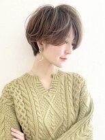 大人可愛い小顔ひし形クビレ丸みボブ20代30代40代大人ショート