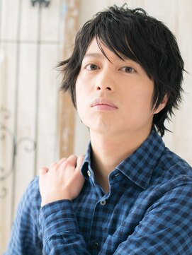 メンズヘア ビーセカンド 草加店(MENS HAIR B-2) 暗髪&無造作ニュアンスパーマのウルフこなれヘアU草加