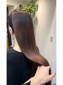 プラチナ縮毛矯正×ピンクブラウン