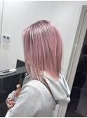 10代20代30代外国人風バレイヤージュ　ハイライトカラー　ピンク