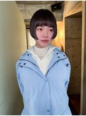 【諒】ミニボブ黒髪ボブヘア切りっぱなしボブワイドバング前髪