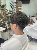 白髪ぼかし、グレイカラー、ハイライト、カット、センターパート