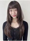 オン眉ぱっつんロングハイレイヤー10代20代