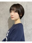 丸みショートシースルーバングくびれボブマッシュショート