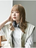 ワイドバングレイヤーカットベージュカラーオレンジベージュ
