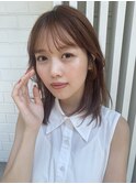 大人かわいい小顔顔まわりカット/シースルー前髪/ピンクベージュ