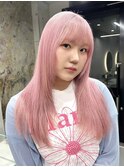 ダブルカラーピンクベージュピンクブラウンカラーレイヤーカット