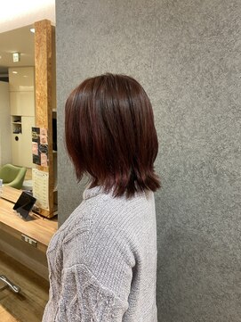 ブロッサム 東中野店 くびレイヤーエモージュピンクベージュマチルダボブミディ前髪