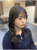 オリーブグレージュ/韓国風顔周りレイヤー/くびれヘア/横浜