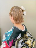 ハイトーンボブの和装ヘアセット【ノグチ】
