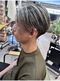 メンズ メッシュ センターパート 白髪ぼかし フェード 40代50代