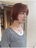 小川/ブリーチなしカラーオレンジレッドショートボブ吉祥寺小顔