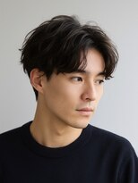 Hale hair salonメンズサロン/メンズカット/メンズパーマ/髪質改善/たまプラーザ Haleメンズ刈り上げセンターパートニュアンスパーマたまプラーザ