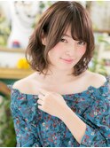 ★ウェーブパーマで無造作耳かけ小顔ふわミディ10代20代30代★6