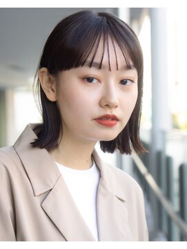 ガーデンヨコハマエスト(GARDEN YOKOHAMA est) レイヤーカット　フルバング　切りっぱなしボブ　ウェットヘア