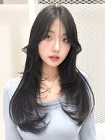 顔まわりレイヤーカットブラック20代30代