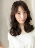 くすみベージュデジタルパーマ韓国風巻きロングY戸頭30代40代