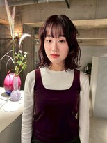 リール(rire)&nbsp;丸型ホワイトグレージュミニウルフデジタルパーマチェリーブラウ