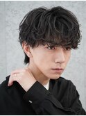 渋谷波巻きパーマメンズカットルーズシャドウパーママッシュヘア
