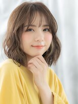 ドクターズ サロン ラブ(Dr's Salon LAB)&nbsp;ミストバングオリーブブラウンゆるふわボブパーマu古河20代30代