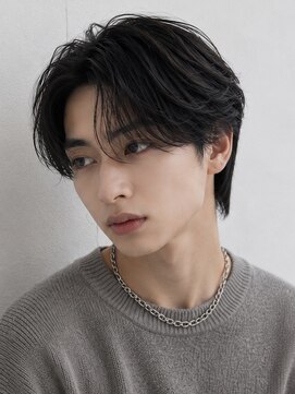 オーシャントーキョー 原宿(OCEAN TOKYO) センターパートニュアンスパーマ曲がる縮毛矯正カルマバング黒髪