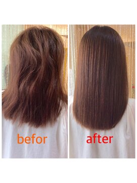 ヘアー リーフ(Hair Leaf) 毎日お手入れ楽ちんビフォーアフター縮毛矯正ふわのびストレート