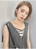 ハイトーンボブ×ミルクティーベージュ