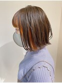 切りっぱなしボブ×インナーカラー/イヤリング【AND CHILL渋谷】