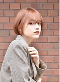 オレンジベージュ_大人ボブ_前下がりボブ_ショートボブ