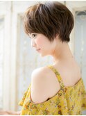 mod's姪浜/カーキベージュ小顔矯正立体カットマッシュショートh