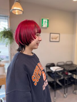 アンドチル 渋谷(AND CHILL) マッシュウルフ/カーディナルレッド/アンブレラカラー