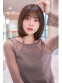 チョコグレージュ/20代30代大人かわいい/ミディアムレイヤー