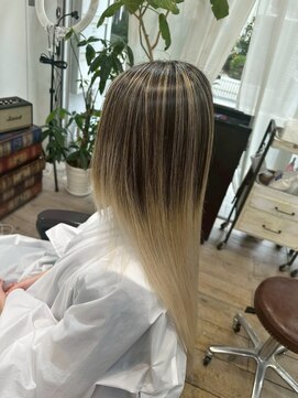 プシュケ(PSYCHE) エアストレート×バレイヤージュ20代30代40代大人可愛いロング