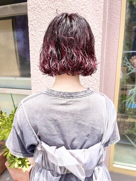 コンビネーション(combination) ミニボブパーマ　レッドバイオレットブラウン　暖色カラー
