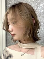 サンクマーケット 渋谷(cinq MARKET) 渋谷顔周りレイヤーカットタッセルボブミルクティーベージュ韓国