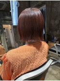 切りっぱなしボブ×オレンジカラー