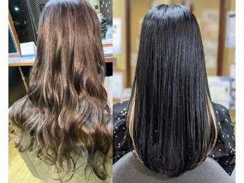 パピヨンロゼ(Papillon Rose)の写真/(最高級人毛100%)(シールエクステ40本￥11000/80本￥22000)(シールエクステ40本+地毛カラー￥15500)カット無料